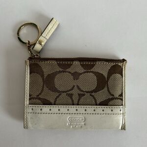 Coach Signature Logo Leather Mini Wallet Keychain